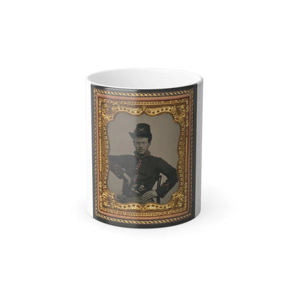 Unidentified Soldier in Union Artillery Uniform With Hardee Hat and Revolver (U.S. Civil War) Color Changing Coffee Mug 11oz-11oz-Go Mug Yourself