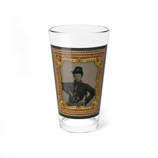 Unidentified Soldier In Union Artillery Uniform With Hardee Hat And Revolver (U.S. Civil War) Pint Glass 16oz 16oz - Go Mug Yourself