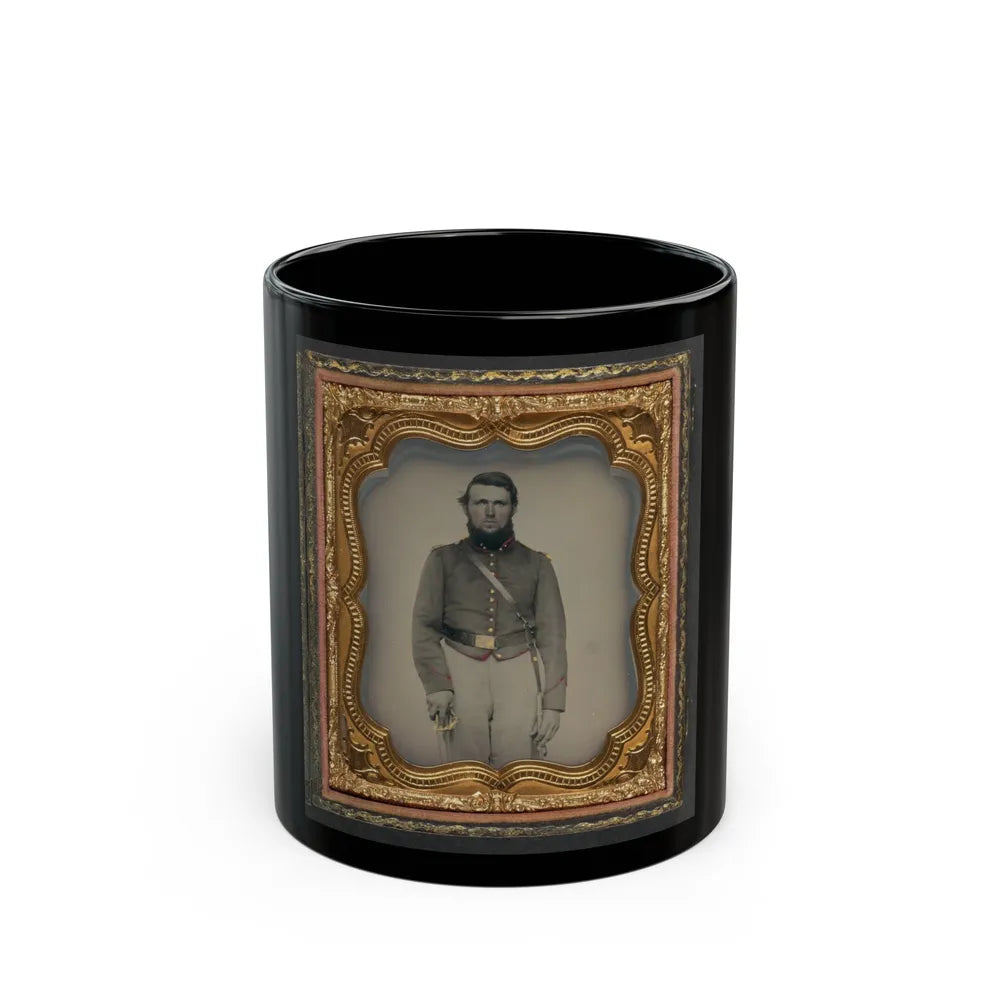 Unidentified Soldier In Union Artillery Uniform With Red Piping Holding Sword (U.S. Civil War) Black Coffee Mug-11oz-Go Mug Yourself