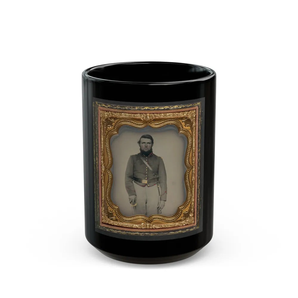 Unidentified Soldier In Union Artillery Uniform With Red Piping Holding Sword (U.S. Civil War) Black Coffee Mug-15oz-Go Mug Yourself