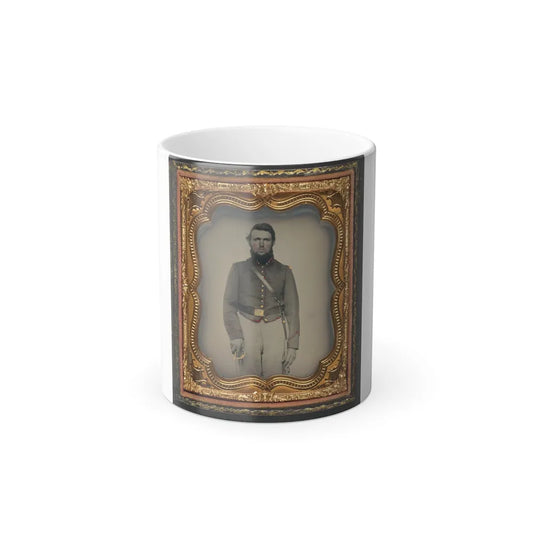 Unidentified Soldier in Union Artillery Uniform With Red Piping Holding Sword (U.S. Civil War) Color Changing Coffee Mug 11oz-11oz-Go Mug Yourself