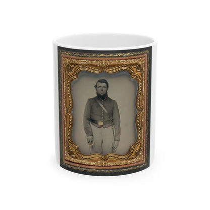 Unidentified Soldier In Union Artillery Uniform With Red Piping Holding Sword (U.S. Civil War) White Coffee Mug-11oz-Go Mug Yourself