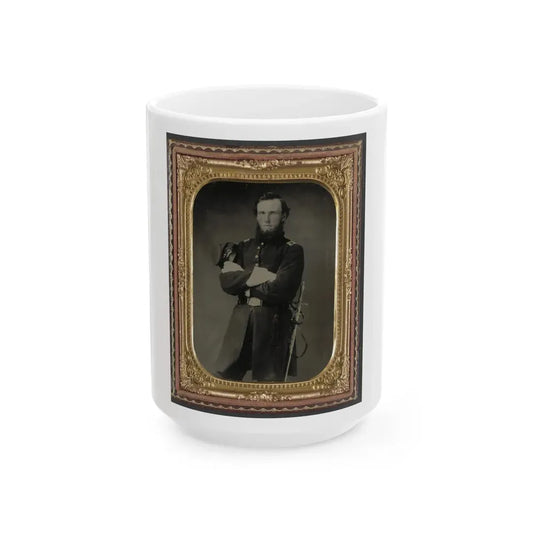 Unidentified Soldier In Union Assistant Surgeon Uniform With Ames Medical Sword (U.S. Civil War) White Coffee Mug 15oz - Go Mug Yourself