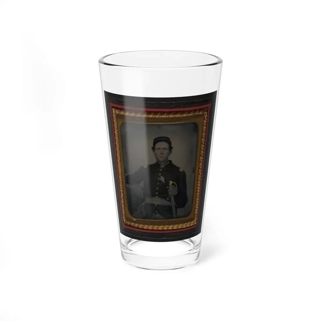 Unidentified Soldier In Union Captain's Uniform With Artillery Saber (U.S. Civil War) Pint Glass 16oz 16oz - Go Mug Yourself