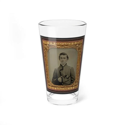 Unidentified Soldier In Union Captain's Uniform With Revolver In Breast Pocket (U.S. Civil War) Pint Glass 16oz 16oz - Go Mug Yourself