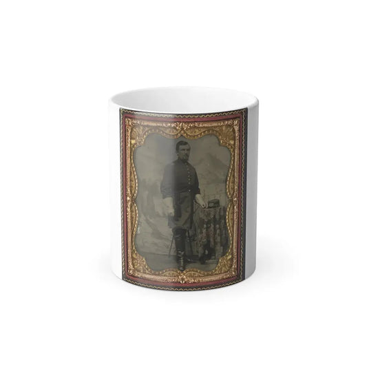 Unidentified Soldier in Union Captain's Uniform With U.S. Medical Service Hat in Front of Painted Backdrop Showing Landscape (U.S. Civil War) Color Changing Coffee Mug 11oz Default Title 11oz - Go Mug Yourself