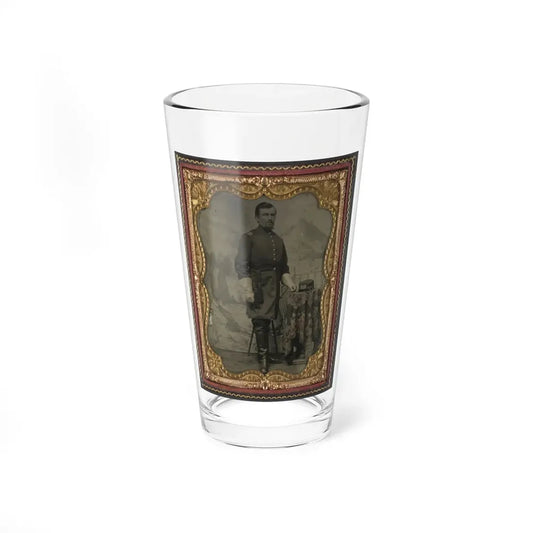 Unidentified Soldier In Union Captain's Uniform With U.S. Medical Service Hat In Front Of Painted Backdrop Showing Landscape (U.S. Civil War) Pint Glass 16oz 16oz - Go Mug Yourself