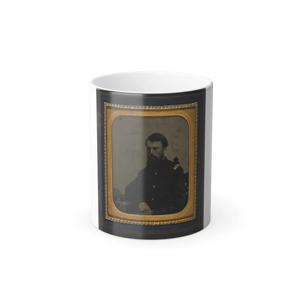 Unidentified Soldier in Union Captain Uniform Resting Arm on Table With Kepi on Top (U.S. Civil War) Color Changing Coffee Mug 11oz-11oz-Go Mug Yourself