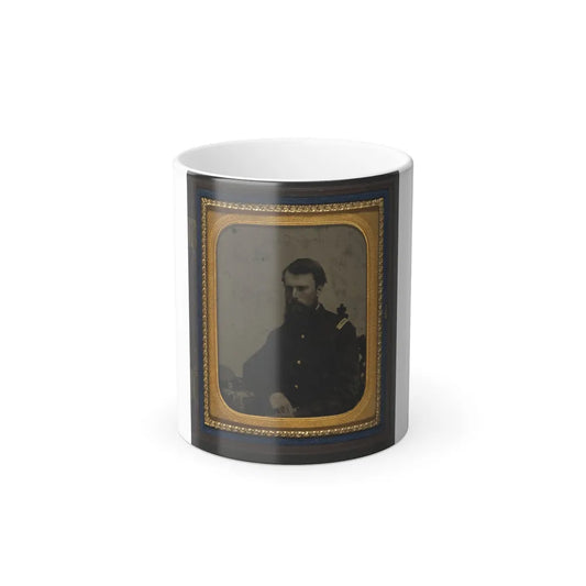 Unidentified Soldier in Union Captain Uniform Resting Arm on Table With Kepi on Top (U.S. Civil War) Color Changing Coffee Mug 11oz-11oz-Go Mug Yourself