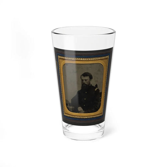 Unidentified Soldier In Union Captain Uniform Resting Arm On Table With Kepi On Top (U.S. Civil War) Pint Glass 16oz-16oz-Go Mug Yourself