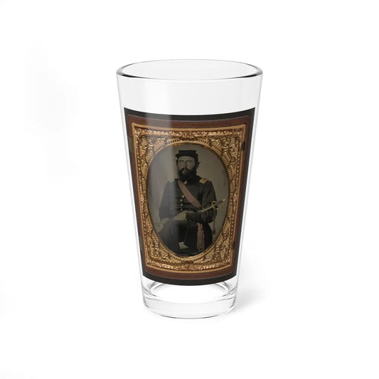 Unidentified Soldier In Union Captain Uniform With Crimson Sash Holding Cavalry Saber (U.S. Civil War) Pint Glass 16oz-16oz-Go Mug Yourself