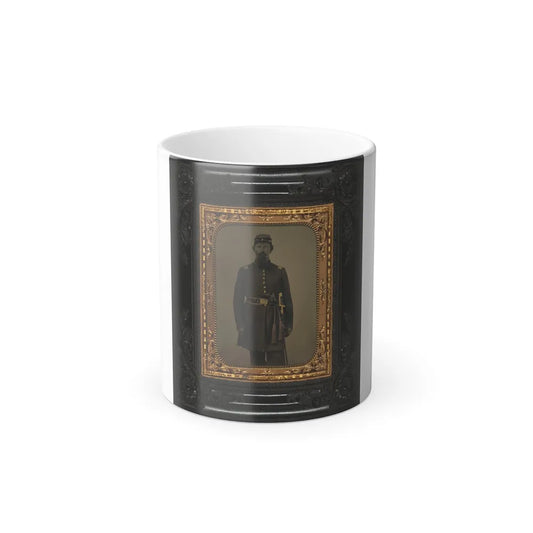 Unidentified Soldier in Union Captain's Frock Coat and Officer's Sash With Sheathed Sword and Revolver (U.S. Civil War) Color Changing Coffee Mug 11oz-11oz-Go Mug Yourself