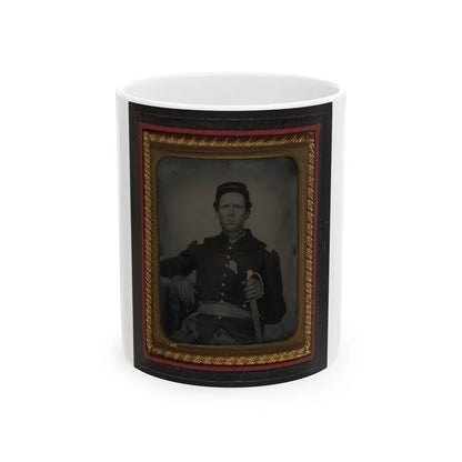 Unidentified Soldier In Union Captain's Uniform With Artillery Saber (U.S. Civil War) White Coffee Mug-11oz-Go Mug Yourself