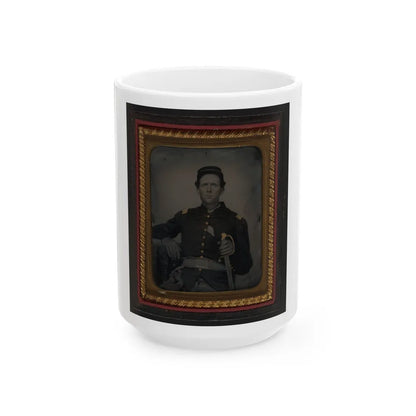 Unidentified Soldier In Union Captain's Uniform With Artillery Saber (U.S. Civil War) White Coffee Mug-15oz-Go Mug Yourself