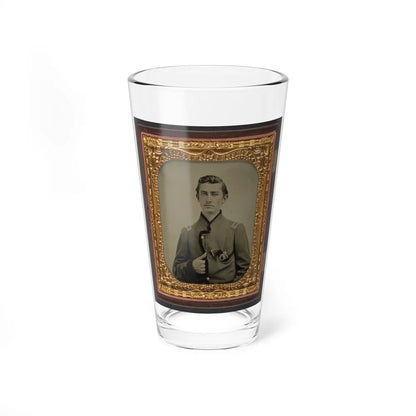 Unidentified Soldier In Union Captain's Uniform With Revolver In Breast Pocket (U.S. Civil War) Pint Glass 16oz-16oz-Go Mug Yourself