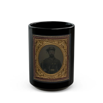 Unidentified Soldier In Union Cavalry Uniform And Hardee Hat With Cavalry Saber And Dual Revolvers (U.S. Civil War) Black Coffee Mug-15oz-Go Mug Yourself