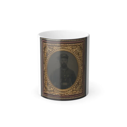 Unidentified Soldier in Union Cavalry Uniform and Hardee Hat With Cavalry Saber and Dual Revolvers (U.S. Civil War) Color Changing Coffee Mug 11oz-11oz-Go Mug Yourself
