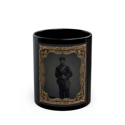 Unidentified Soldier In Union Cavalry Uniform And Shoulder Scales With Saber (U.S. Civil War) Black Coffee Mug-11oz-Go Mug Yourself