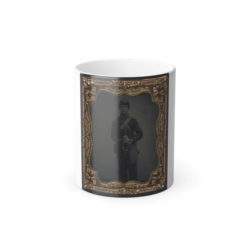 Unidentified Soldier in Union Cavalry Uniform and Shoulder Scales With Saber (U.S. Civil War) Color Changing Coffee Mug 11oz-11oz-Go Mug Yourself