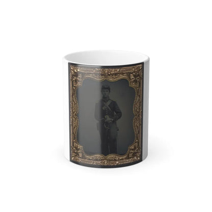 Unidentified Soldier in Union Cavalry Uniform and Shoulder Scales With Saber (U.S. Civil War) Color Changing Coffee Mug 11oz-11oz-Go Mug Yourself