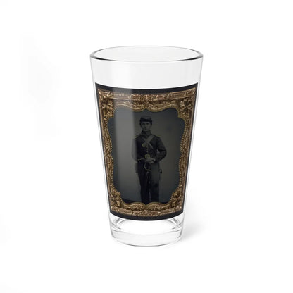 Unidentified Soldier In Union Cavalry Uniform And Shoulder Scales With Saber (U.S. Civil War) Pint Glass 16oz-16oz-Go Mug Yourself