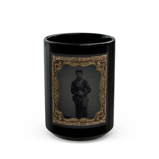 Unidentified Soldier In Union Cavalry Uniform And Shoulder Scales With Saber (U.S. Civil War) Black Coffee Mug 15oz - Go Mug Yourself