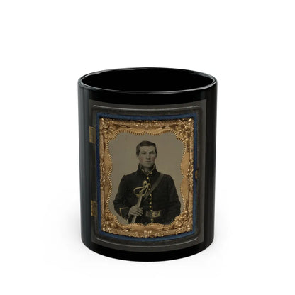 Unidentified Soldier In Union Cavalry Uniform Holding Saber (U.S. Civil War) Black Coffee Mug-11oz-Go Mug Yourself