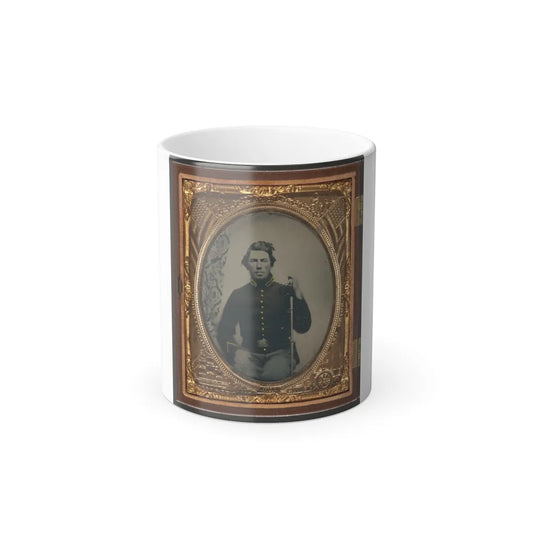 Unidentified Soldier in Union Cavalry Uniform Sitting With Saber (U.S. Civil War) Color Changing Coffee Mug 11oz-11oz-Go Mug Yourself