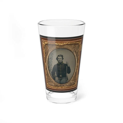 Unidentified Soldier In Union Cavalry Uniform Sitting With Saber (U.S. Civil War) Pint Glass 16oz-16oz-Go Mug Yourself