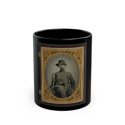 Unidentified Soldier In Union Cavalry Uniform With Cavalry Sword, Colt Army Revolver, And Carbine (U.S. Civil War) Black Coffee Mug-11oz-Go Mug Yourself