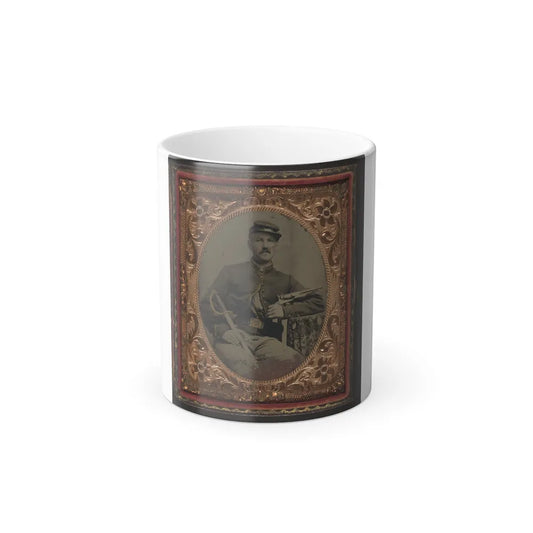 Unidentified Soldier in Union Cavalry Uniform With Colt Army Model 1860 Revolver and Cavalry Saber (U.S. Civil War) Color Changing Coffee Mug 11oz-11oz-Go Mug Yourself