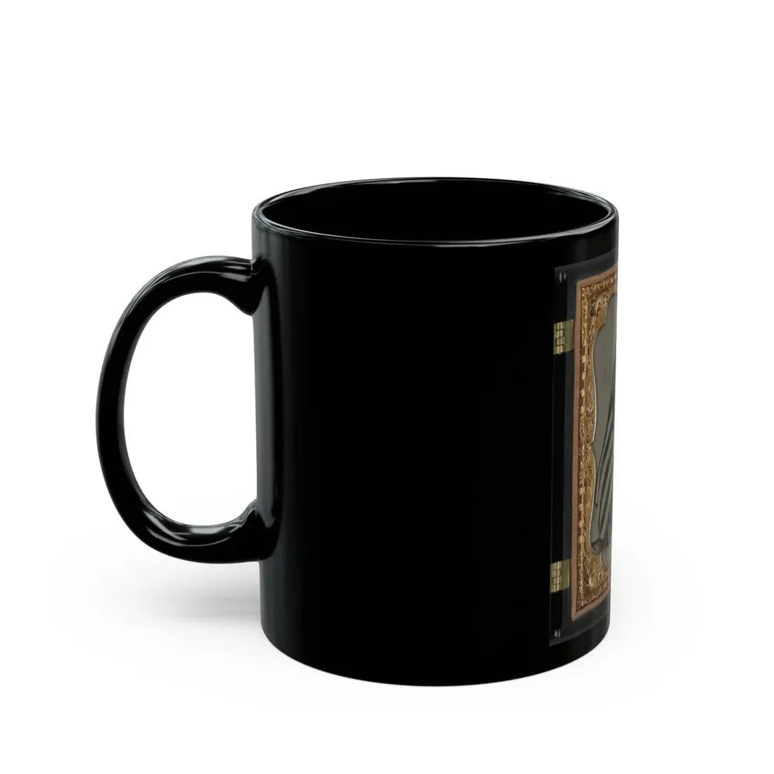 Unidentified Soldier In Union Cavalry Uniform With Colt Dragoon Revolver And Sword In Front Of American Flag (U.S. Civil War) Black Coffee Mug - Go Mug Yourself
