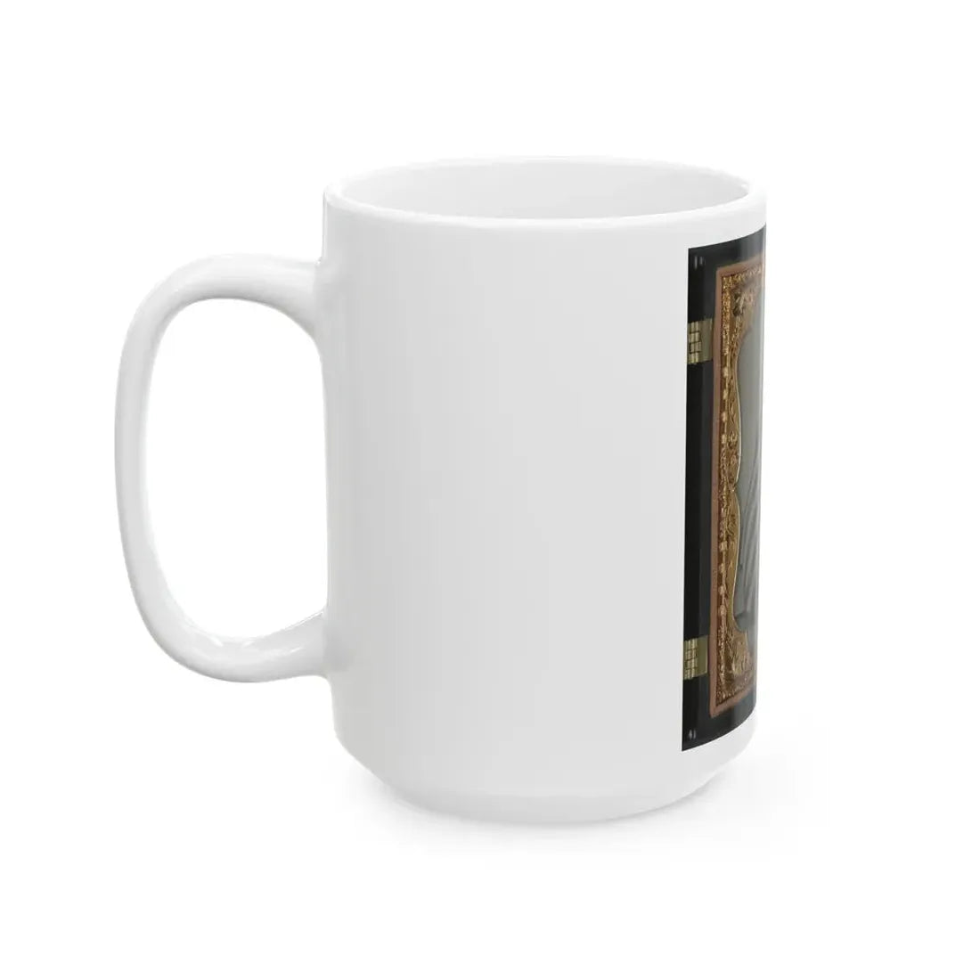 Unidentified Soldier In Union Cavalry Uniform With Colt Dragoon Revolver And Sword In Front Of American Flag (U.S. Civil War) White Coffee Mug - Go Mug Yourself
