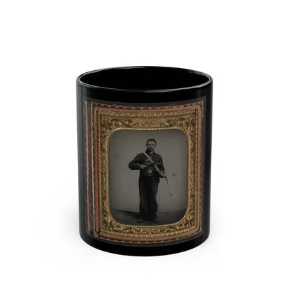 Unidentified Soldier In Union Cavalry Uniform With Colt Dragoon Revolver And Sword (U.S. Civil War) Black Coffee Mug-11oz-Go Mug Yourself