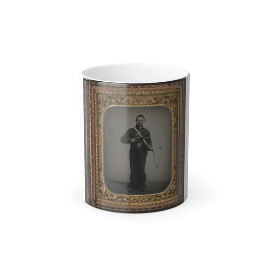 Unidentified Soldier in Union Cavalry Uniform With Colt Dragoon Revolver and Sword (U.S. Civil War) Color Changing Coffee Mug 11oz Default Title 11oz - Go Mug Yourself