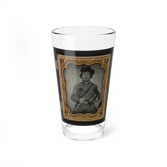 Unidentified Soldier In Union Cavalry Uniform With Colt Dragoon Revolvers And Sword (U.S. Civil War) Pint Glass 16oz-16oz-Go Mug Yourself