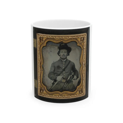 Unidentified Soldier In Union Cavalry Uniform With Colt Dragoon Revolvers And Sword (U.S. Civil War) White Coffee Mug-11oz-Go Mug Yourself