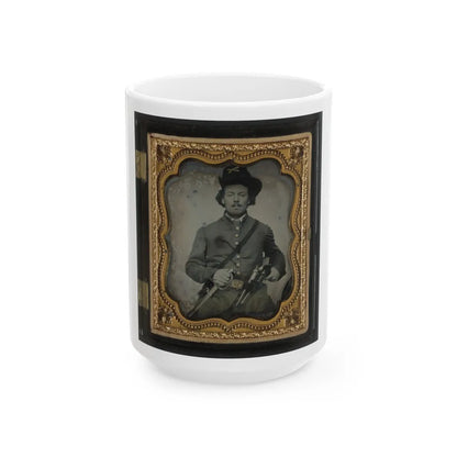 Unidentified Soldier In Union Cavalry Uniform With Colt Dragoon Revolvers And Sword (U.S. Civil War) White Coffee Mug-15oz-Go Mug Yourself