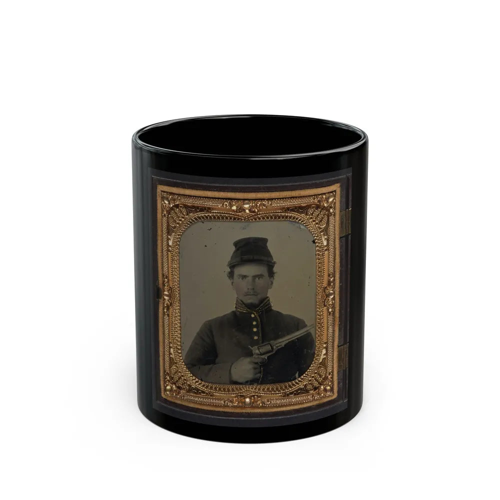 Unidentified Soldier In Union Cavalry Uniform With Revolver (U.S. Civil War) Black Coffee Mug-11oz-Go Mug Yourself