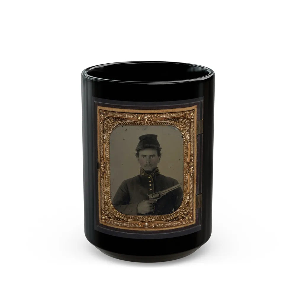 Unidentified Soldier In Union Cavalry Uniform With Revolver (U.S. Civil War) Black Coffee Mug-15oz-Go Mug Yourself