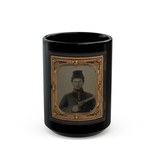 Unidentified Soldier In Union Cavalry Uniform With Revolver (U.S. Civil War) Black Coffee Mug-15oz-Go Mug Yourself