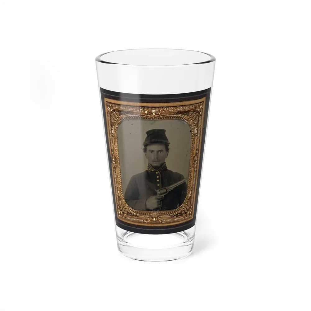 Unidentified Soldier In Union Cavalry Uniform With Revolver (U.S. Civil War) Pint Glass 16oz-16oz-Go Mug Yourself