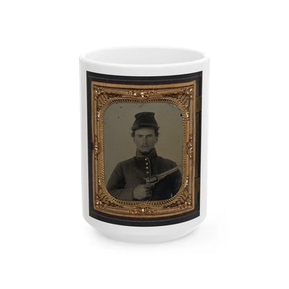 Unidentified Soldier In Union Cavalry Uniform With Revolver (U.S. Civil War) White Coffee Mug-15oz-Go Mug Yourself