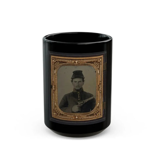 Unidentified Soldier In Union Cavalry Uniform With Revolver (U.S. Civil War) Black Coffee Mug 15oz - Go Mug Yourself