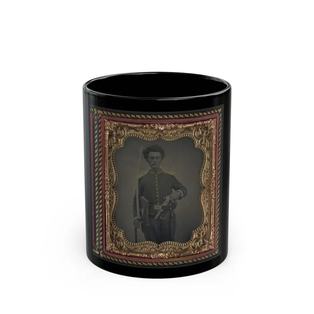 Unidentified Soldier In Union Cavalry Uniform With Savage Revolver And Sword (U.S. Civil War) Black Coffee Mug-11oz-Go Mug Yourself