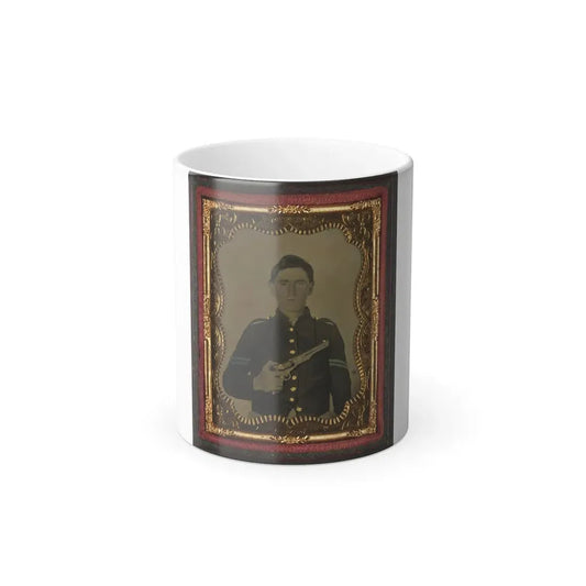 Unidentified Soldier in Union Corporal's Uniform Holding Colt Revolver to Chest (U.S. Civil War) Color Changing Coffee Mug 11oz Default Title 11oz - Go Mug Yourself