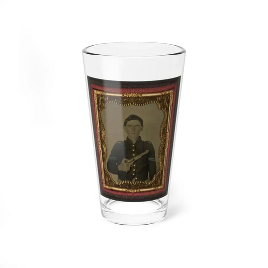 Unidentified Soldier In Union Corporal's Uniform Holding Colt Revolver To Chest (U.S. Civil War) Pint Glass 16oz 16oz - Go Mug Yourself