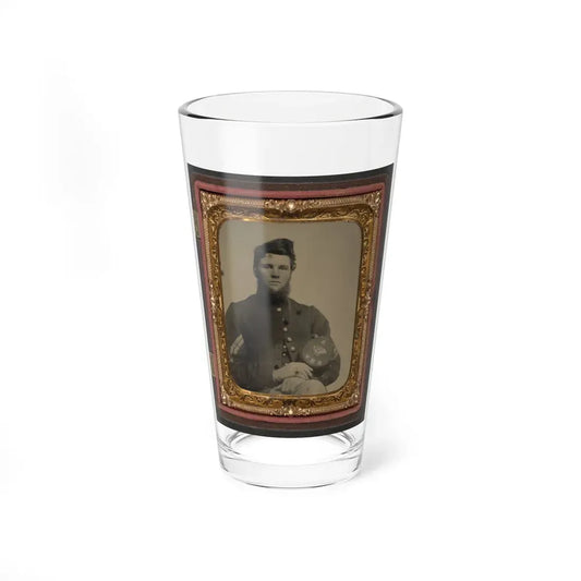 Unidentified Soldier In Union Corporal's Uniform Holding Company B, 15th New Hampshire Volunteers Kepi (U.S. Civil War) Pint Glass 16oz 16oz - Go Mug Yourself