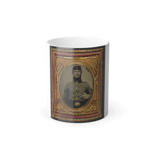 Unidentified Soldier in Union Corporal's Uniform Holding Revolver to Chest (U.S. Civil War) Color Changing Coffee Mug 11oz Default Title 11oz - Go Mug Yourself