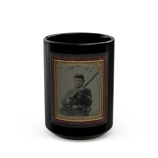 Unidentified Soldier In Union Corporal's Uniform, Infantry Kepi, And U.S. Belt Plate With Musket And Cartridge Box (U.S. Civil War) Black Coffee Mug 15oz - Go Mug Yourself